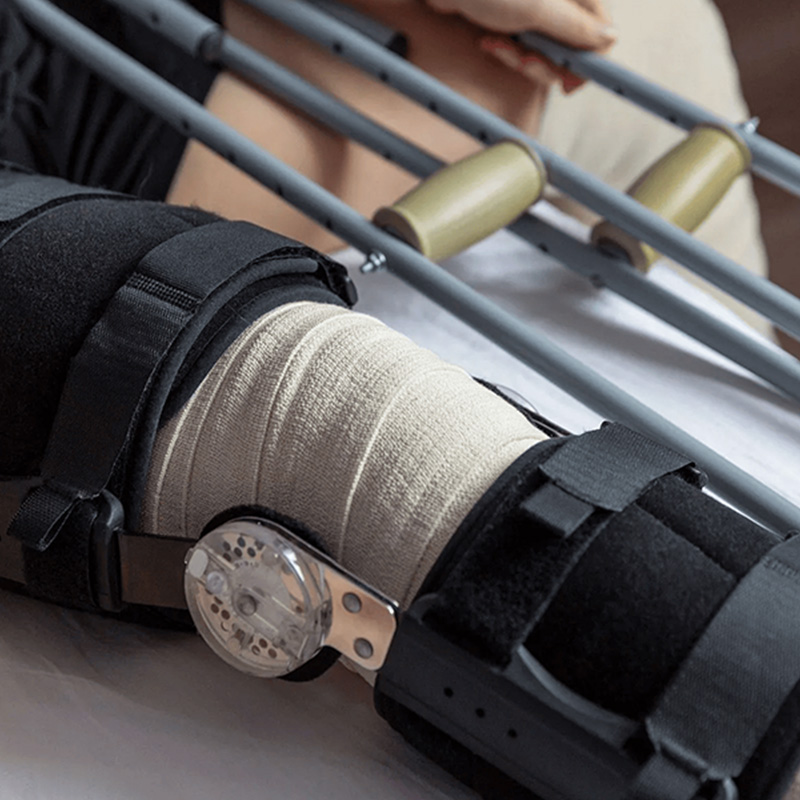 person with knee broken